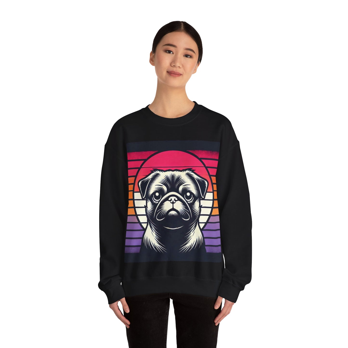 Retro Silhouette Pug Unisex Crewneck Sweatshirt