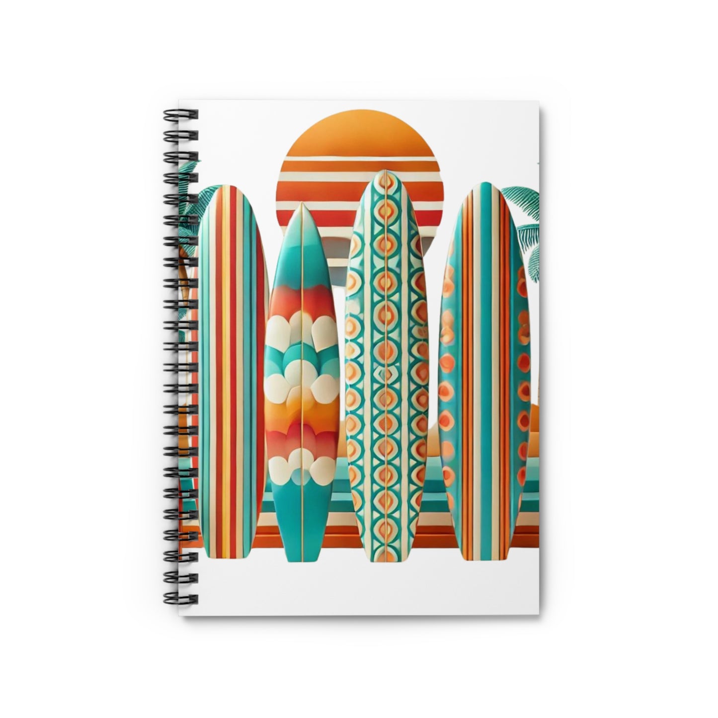 Retro Beach Surfboard Spiral Notebook - Ruled Line