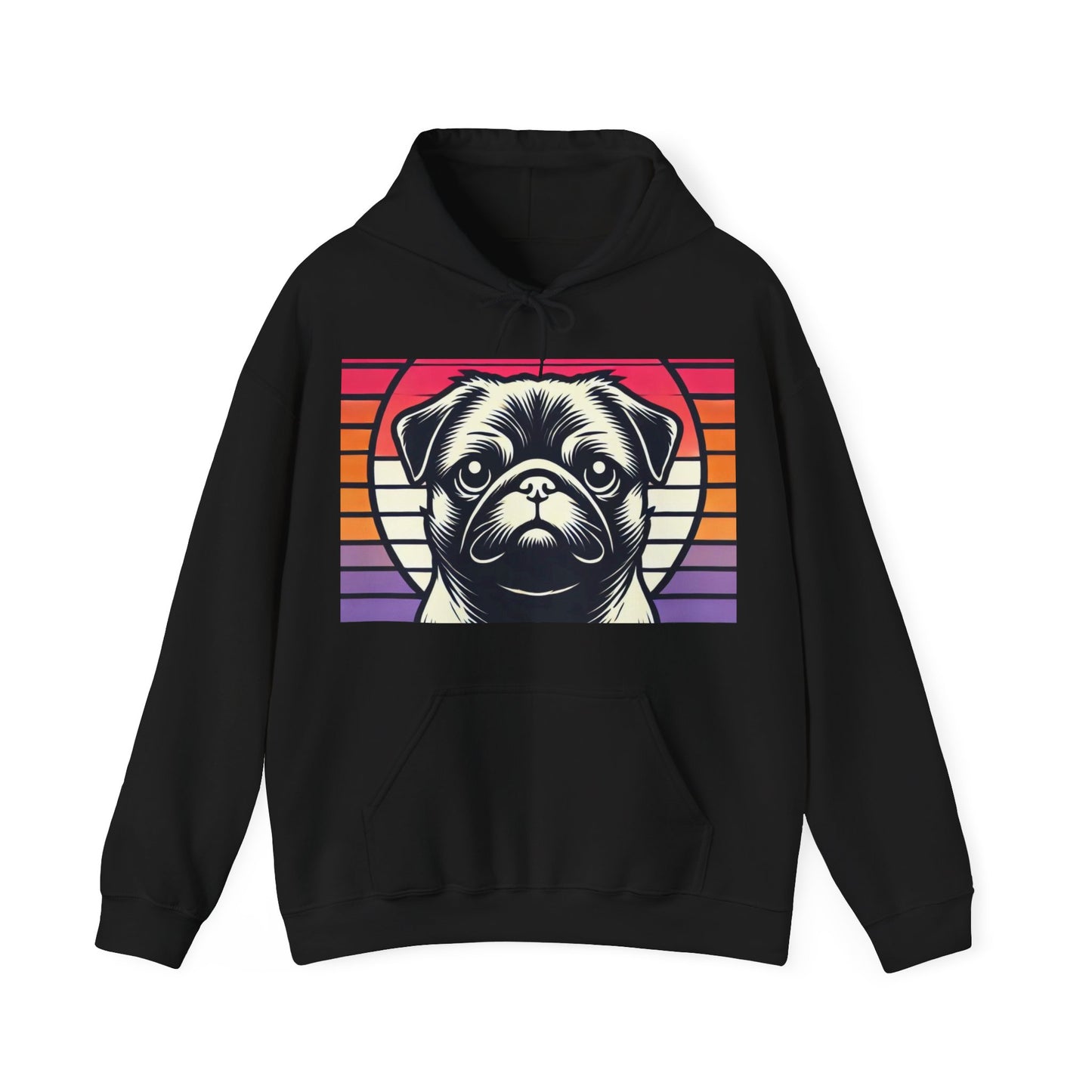 Retro Silhouette Pug Hooded Unisex Sweatshirt - Hoodie