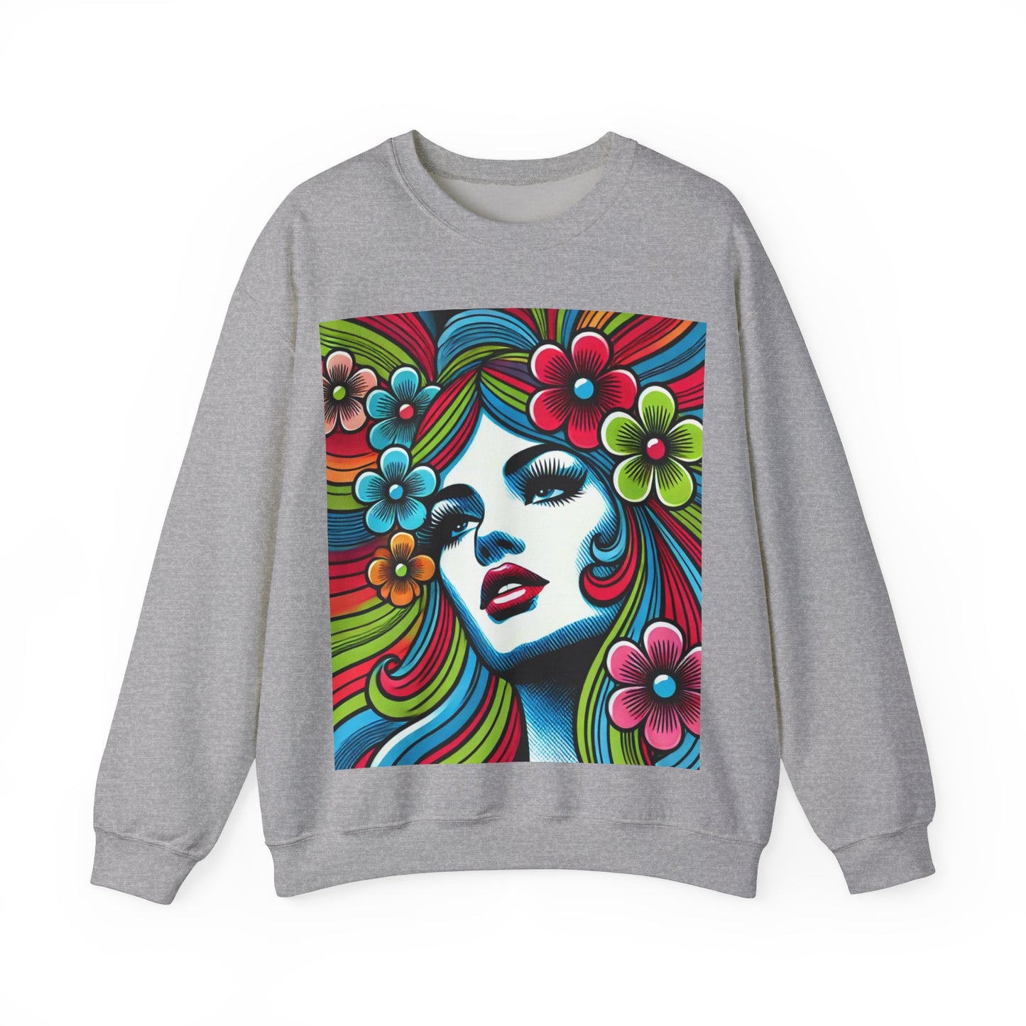 Psychedelic Flower Power Pop Art Unisex Crewneck Sweatshirt