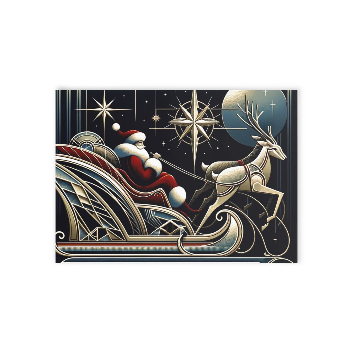 Art Deco Holidays Postcard - Sleigh