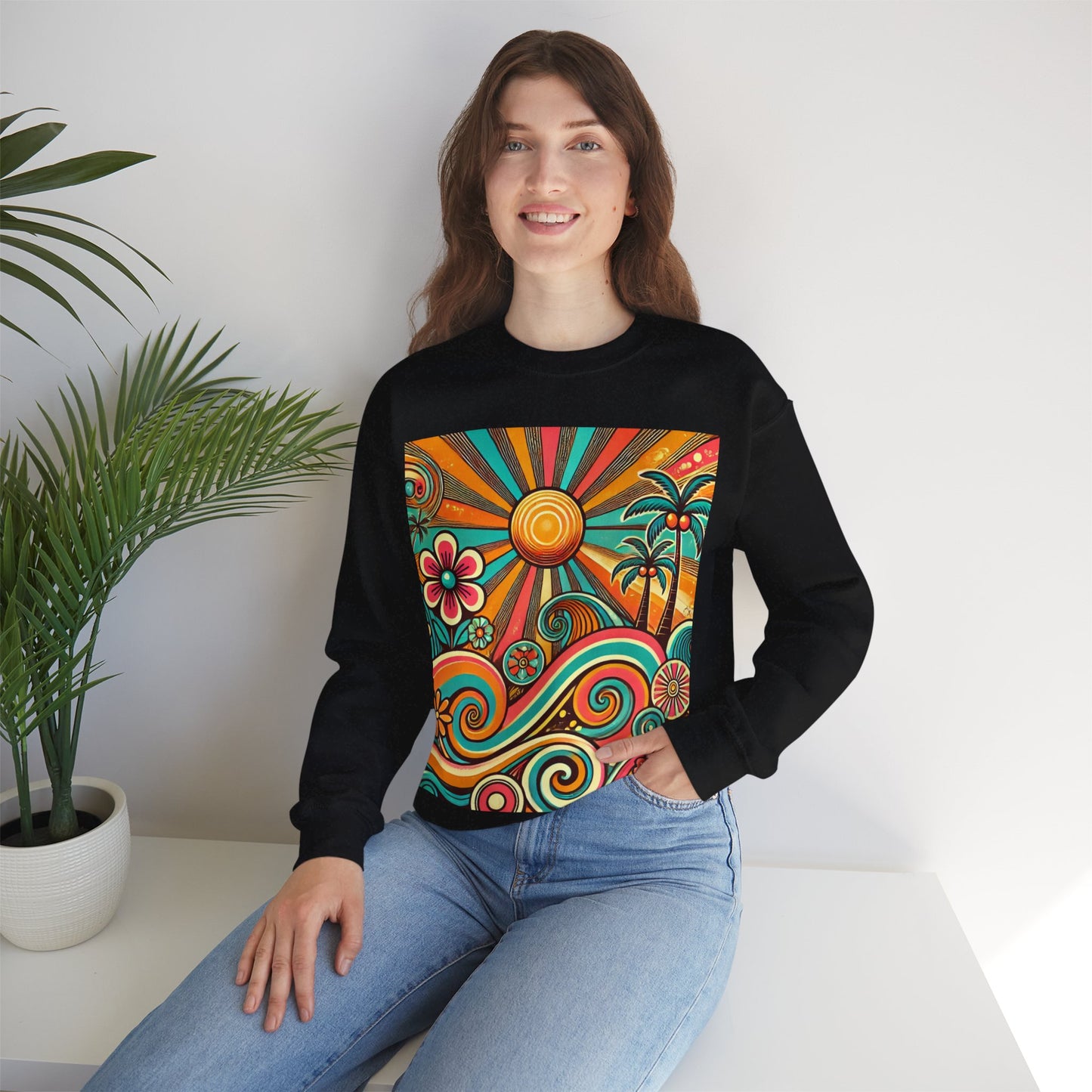 Groovy Sunburst Unisex Crewneck Sweatshirt