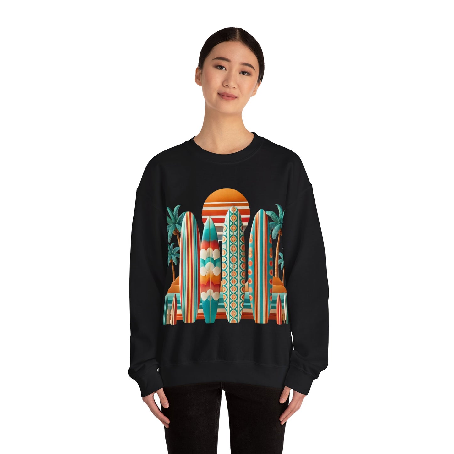 Retro Beach Surfboard Unisex Crewneck Sweatshirt