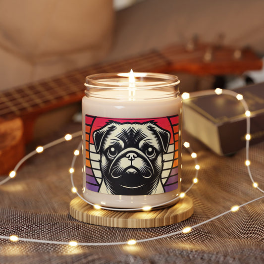 Retro Silhouette Pug Scented Soy Candle - 9oz