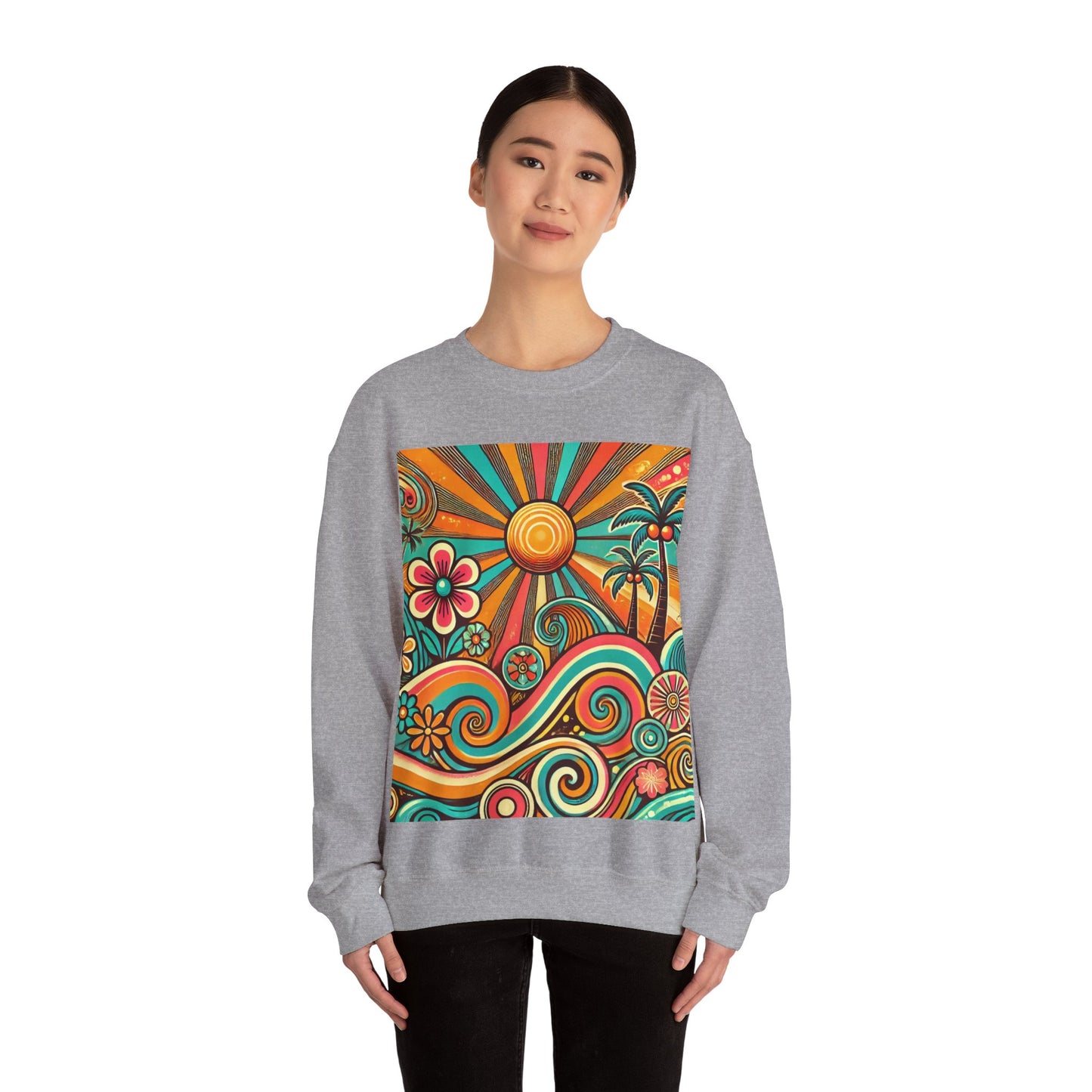 Groovy Sunburst Unisex Crewneck Sweatshirt