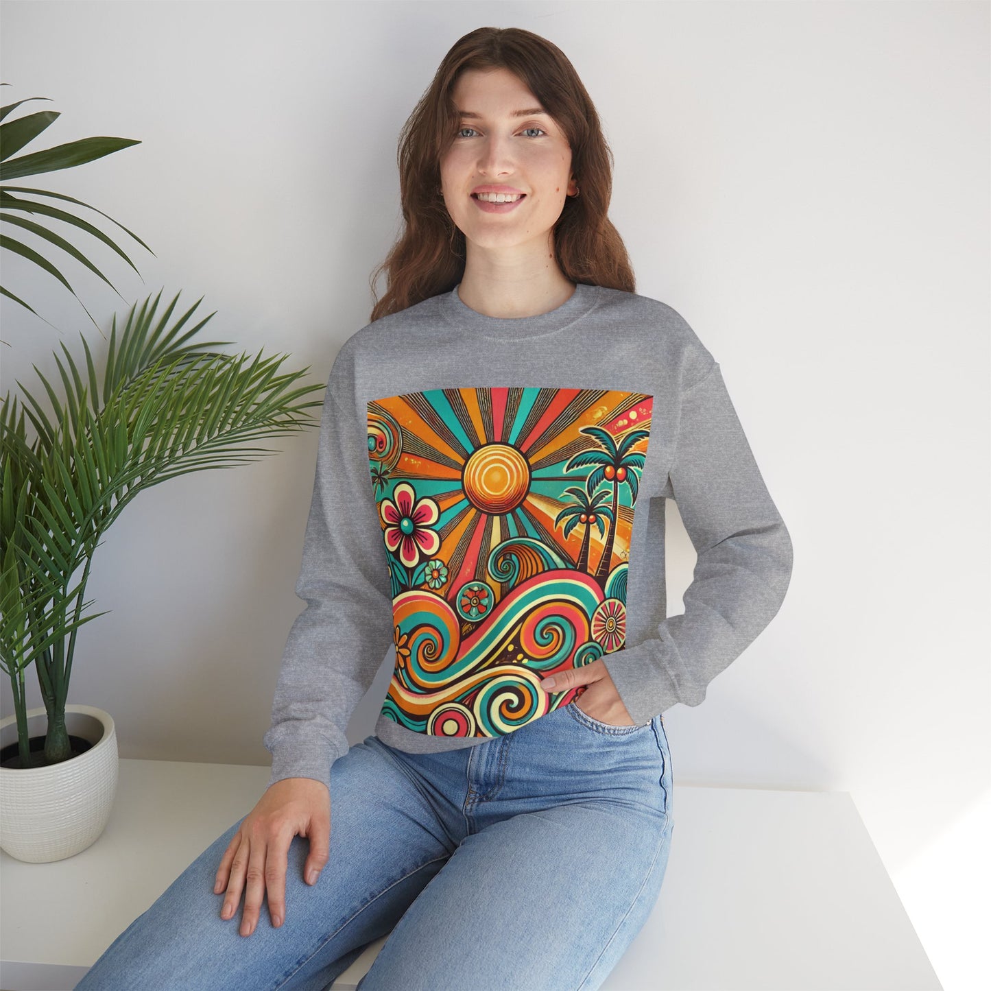 Groovy Sunburst Unisex Crewneck Sweatshirt