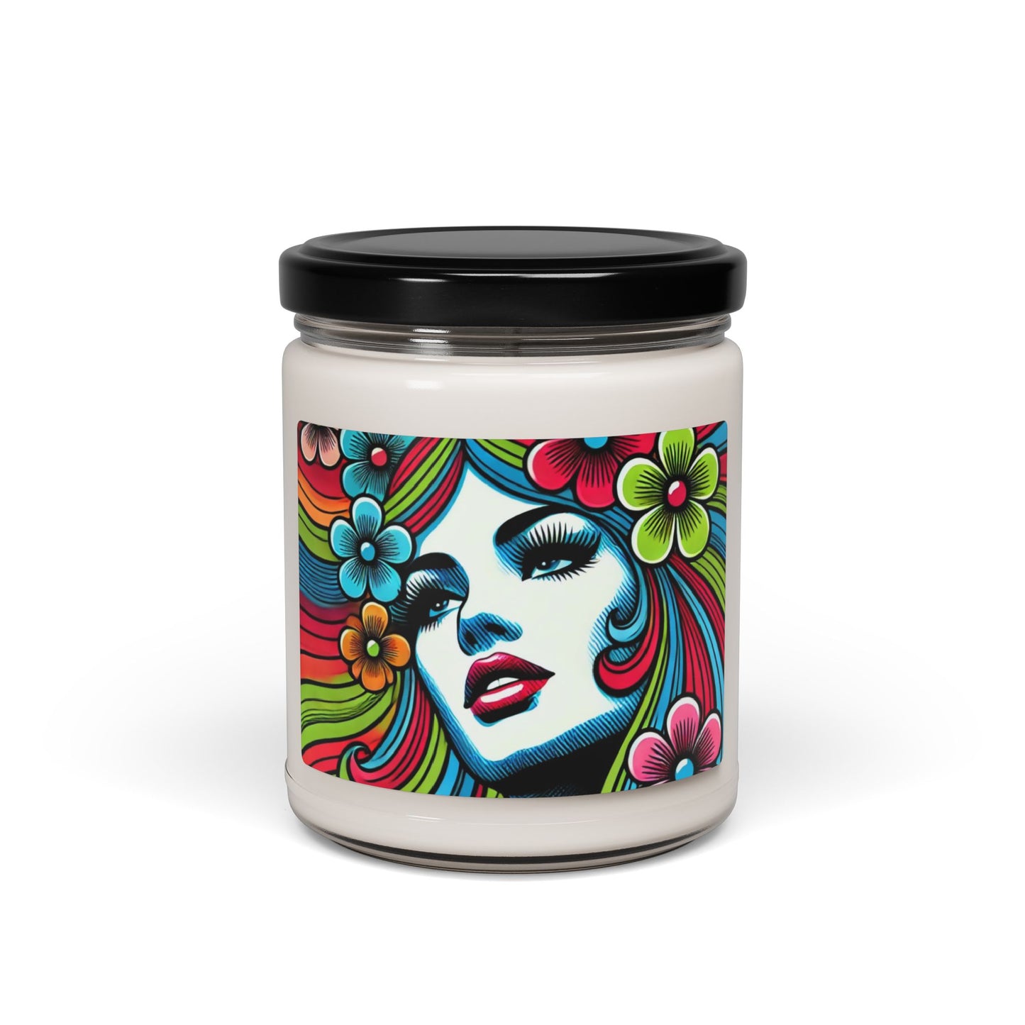 Psychedelic Flower Power Pop Art Scented Soy Candle - 9oz