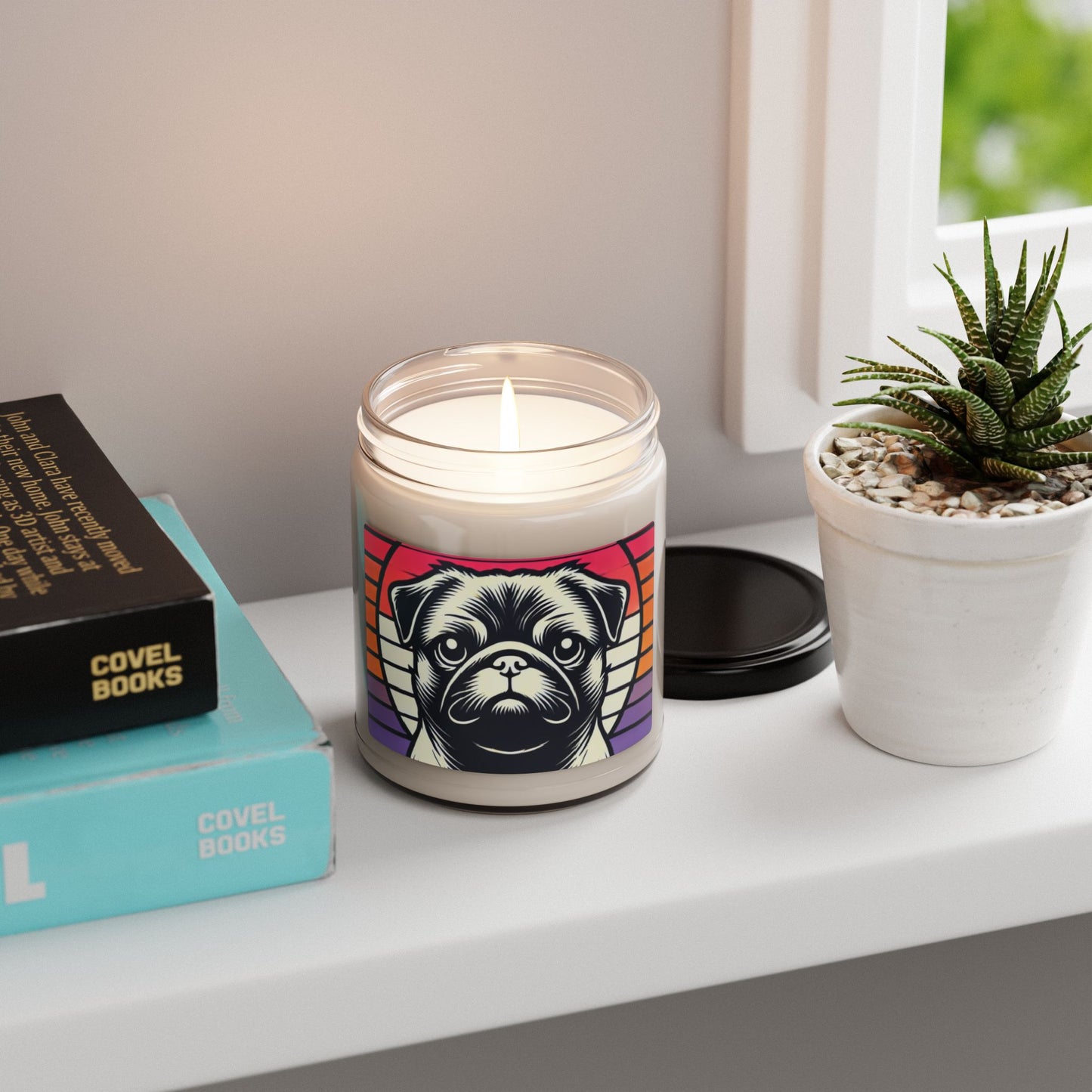 Retro Silhouette Pug Scented Soy Candle - 9oz