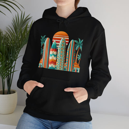 Retro Beach Surfboard Hooded Unisex Sweatshirt - Hoodie