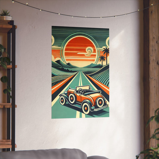 Retro Road Trip Vertical Poster