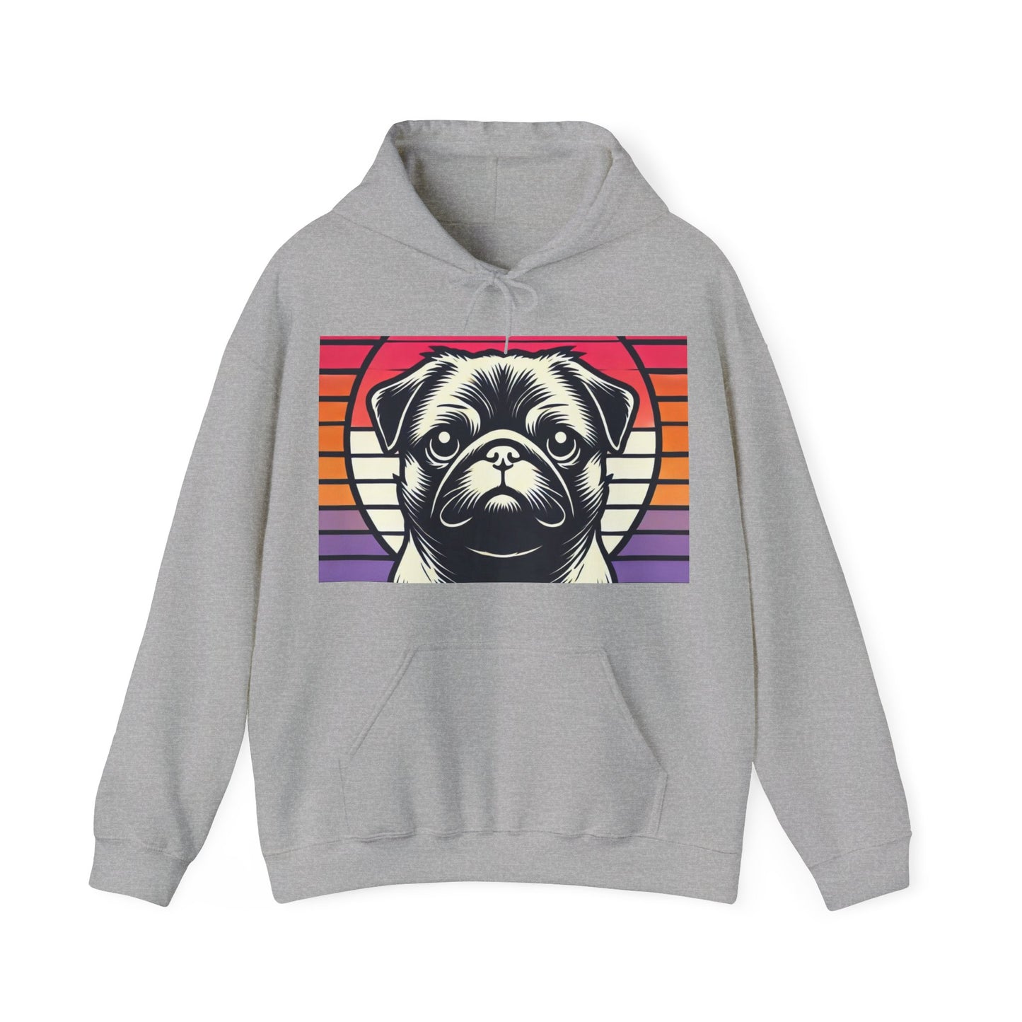 Retro Silhouette Pug Hooded Unisex Sweatshirt - Hoodie