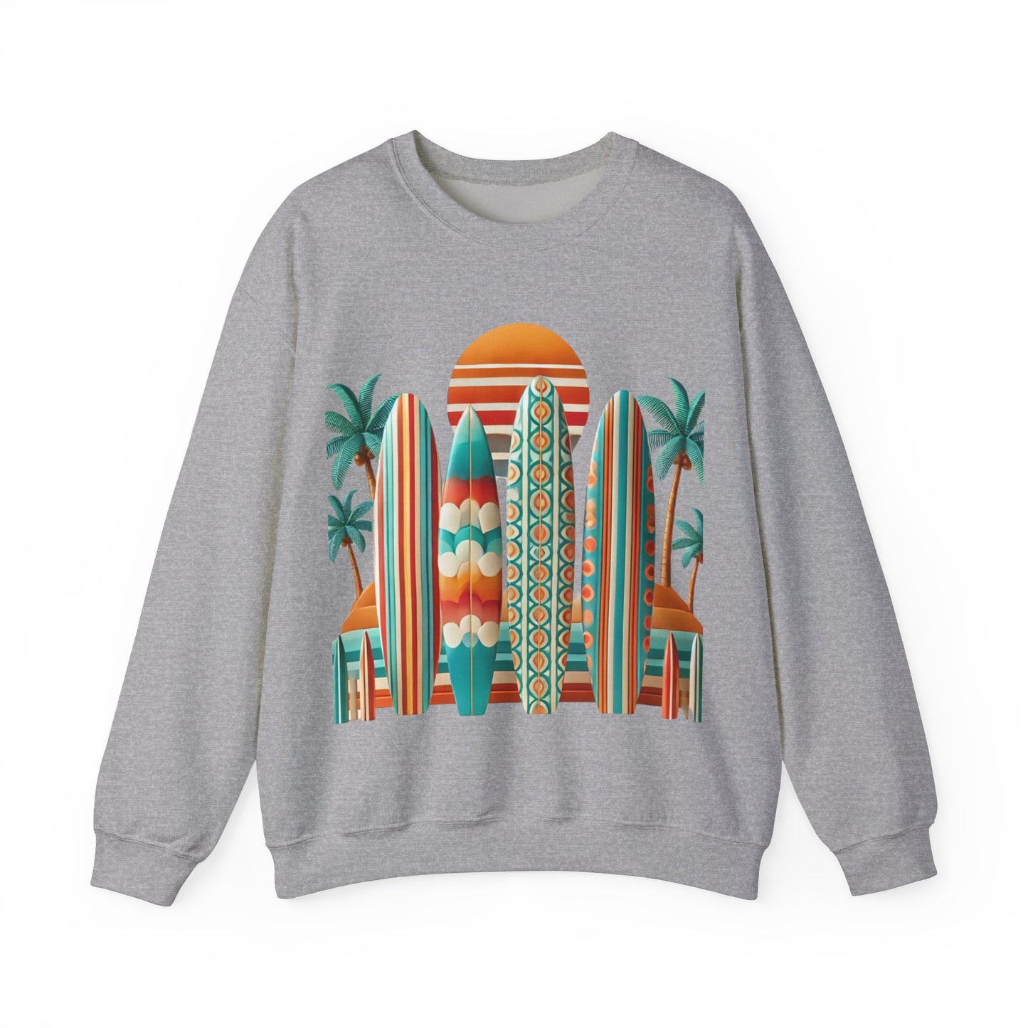 Retro Beach Surfboard Unisex Crewneck Sweatshirt