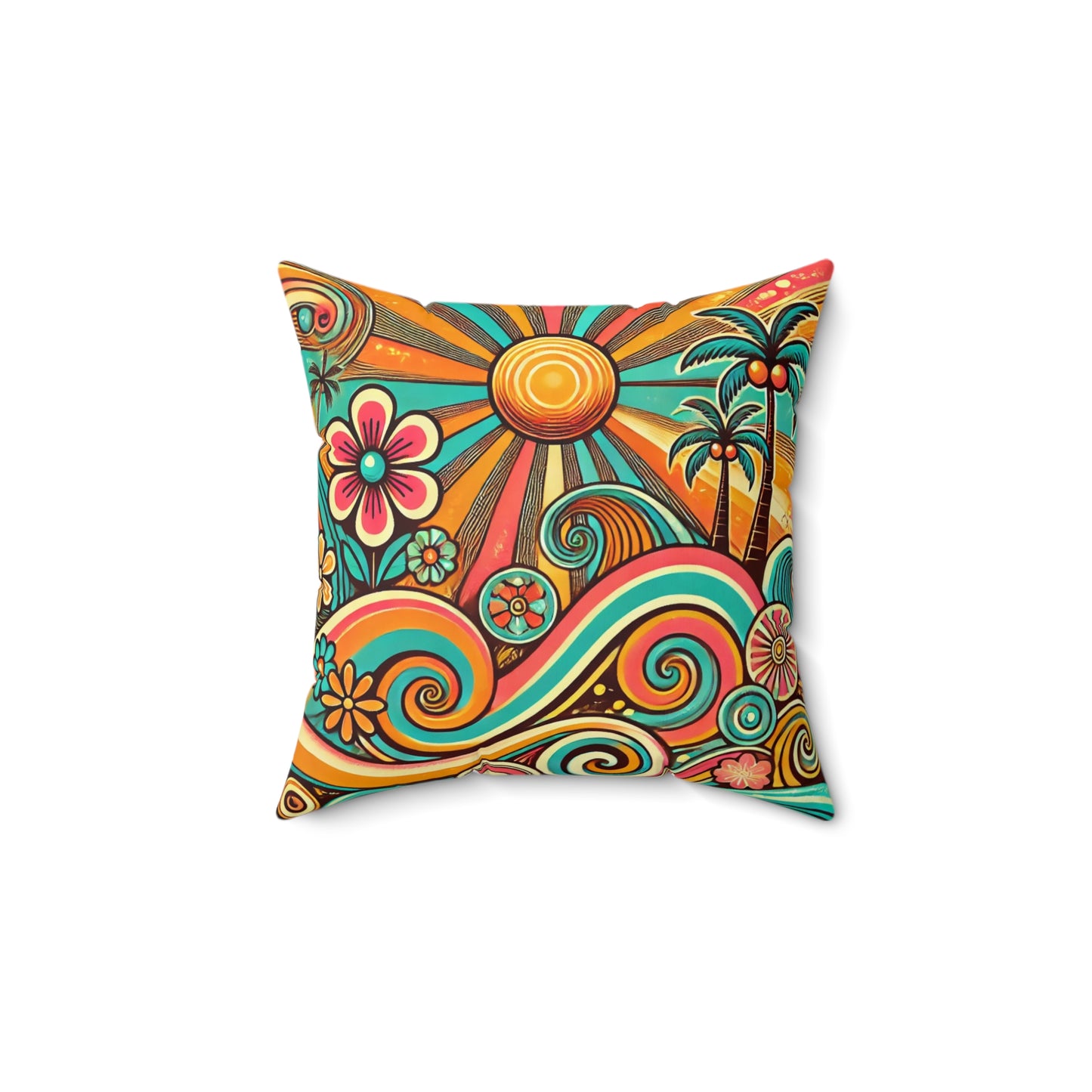 Groovy Sunburst Square Pillow - 14" x 14"