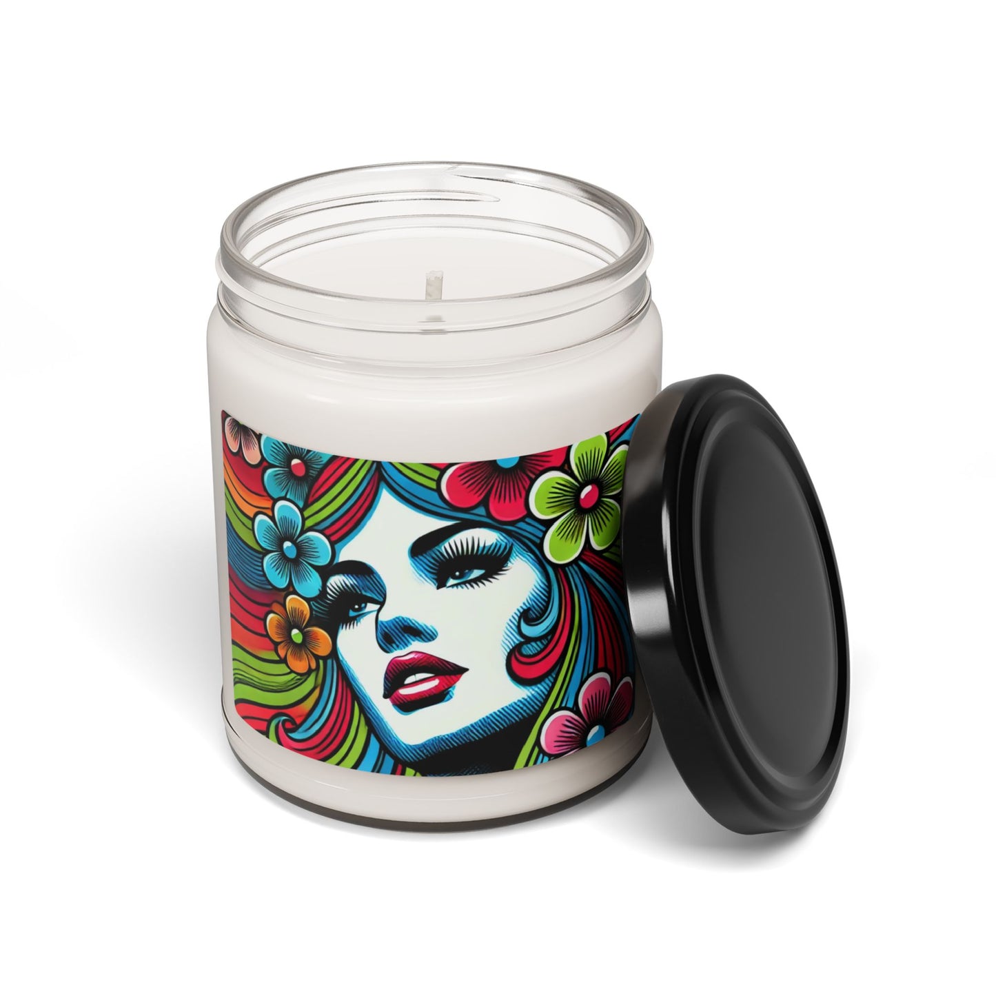 Psychedelic Flower Power Pop Art Scented Soy Candle - 9oz