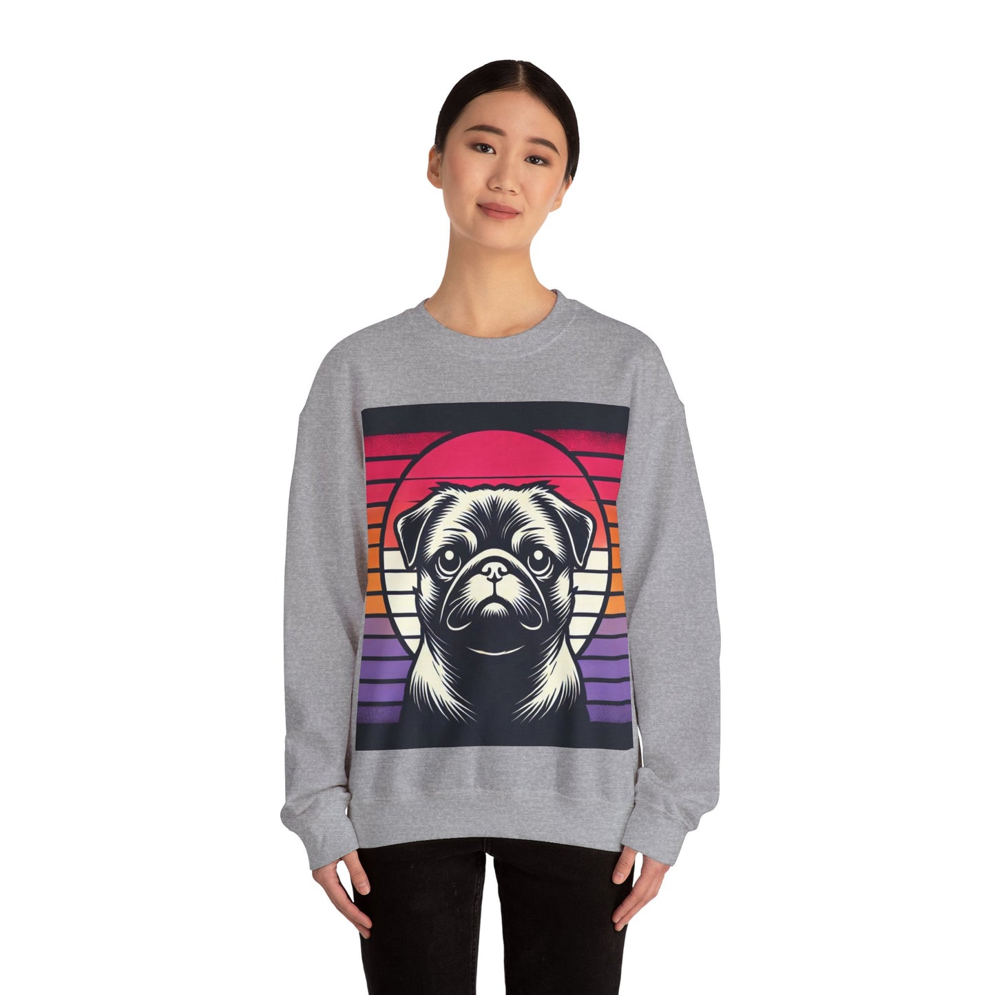 Retro Silhouette Pug Unisex Crewneck Sweatshirt