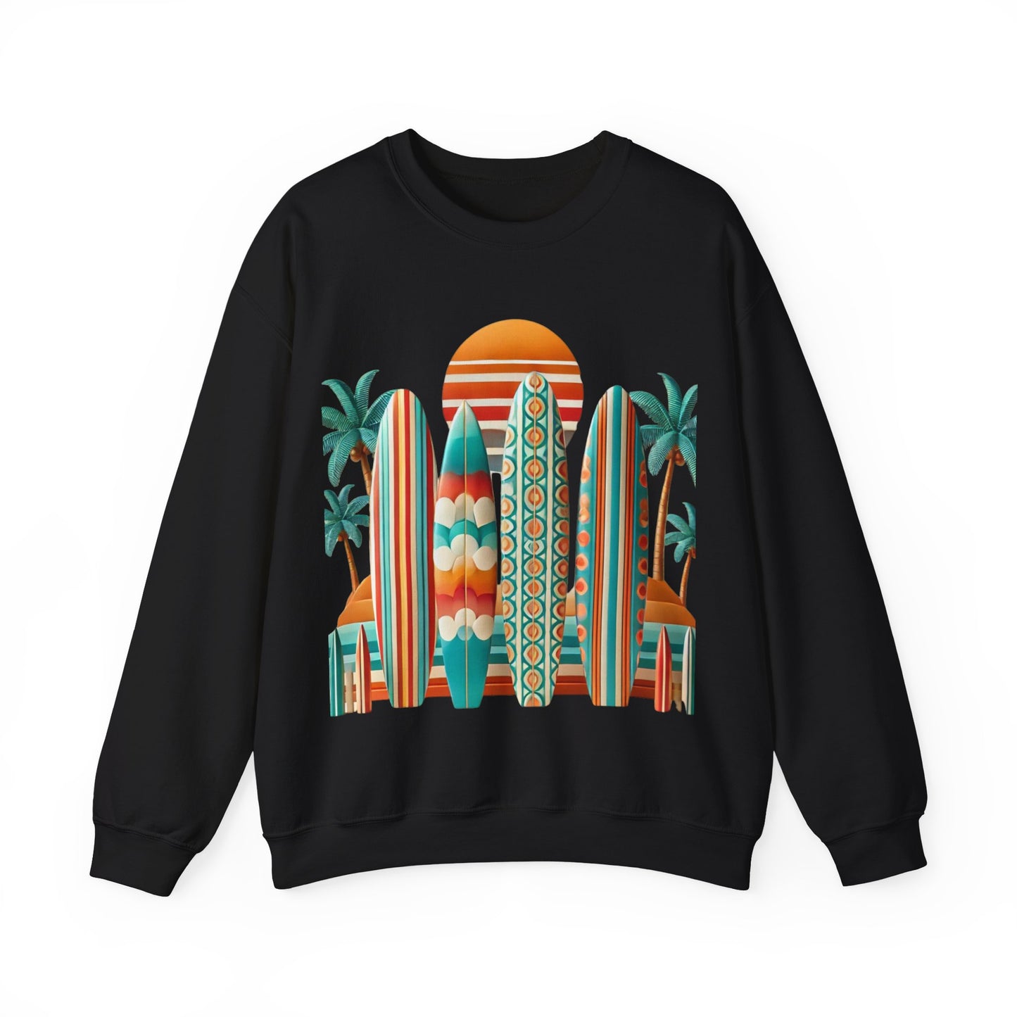 Retro Beach Surfboard Unisex Crewneck Sweatshirt