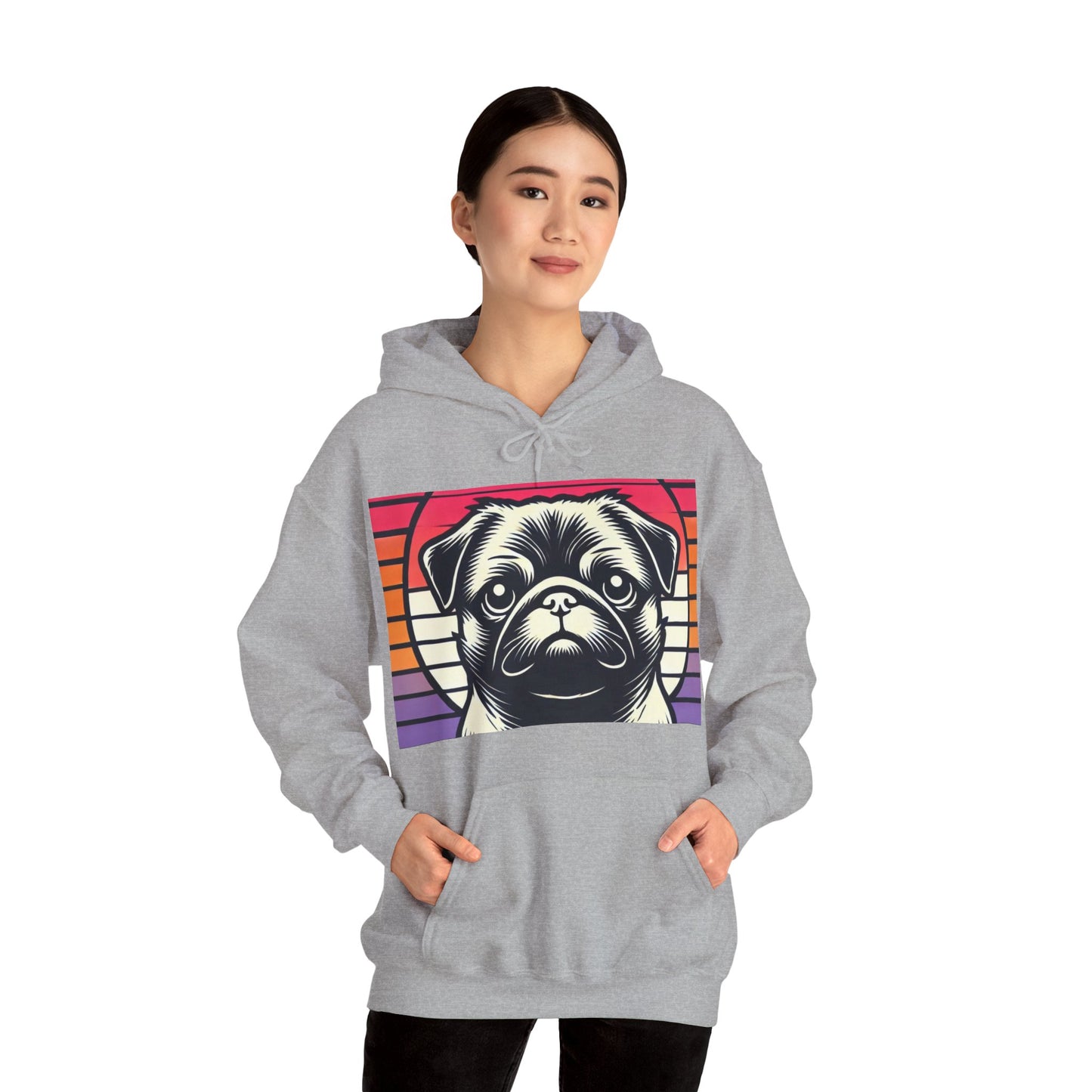 Retro Silhouette Pug Hooded Unisex Sweatshirt - Hoodie