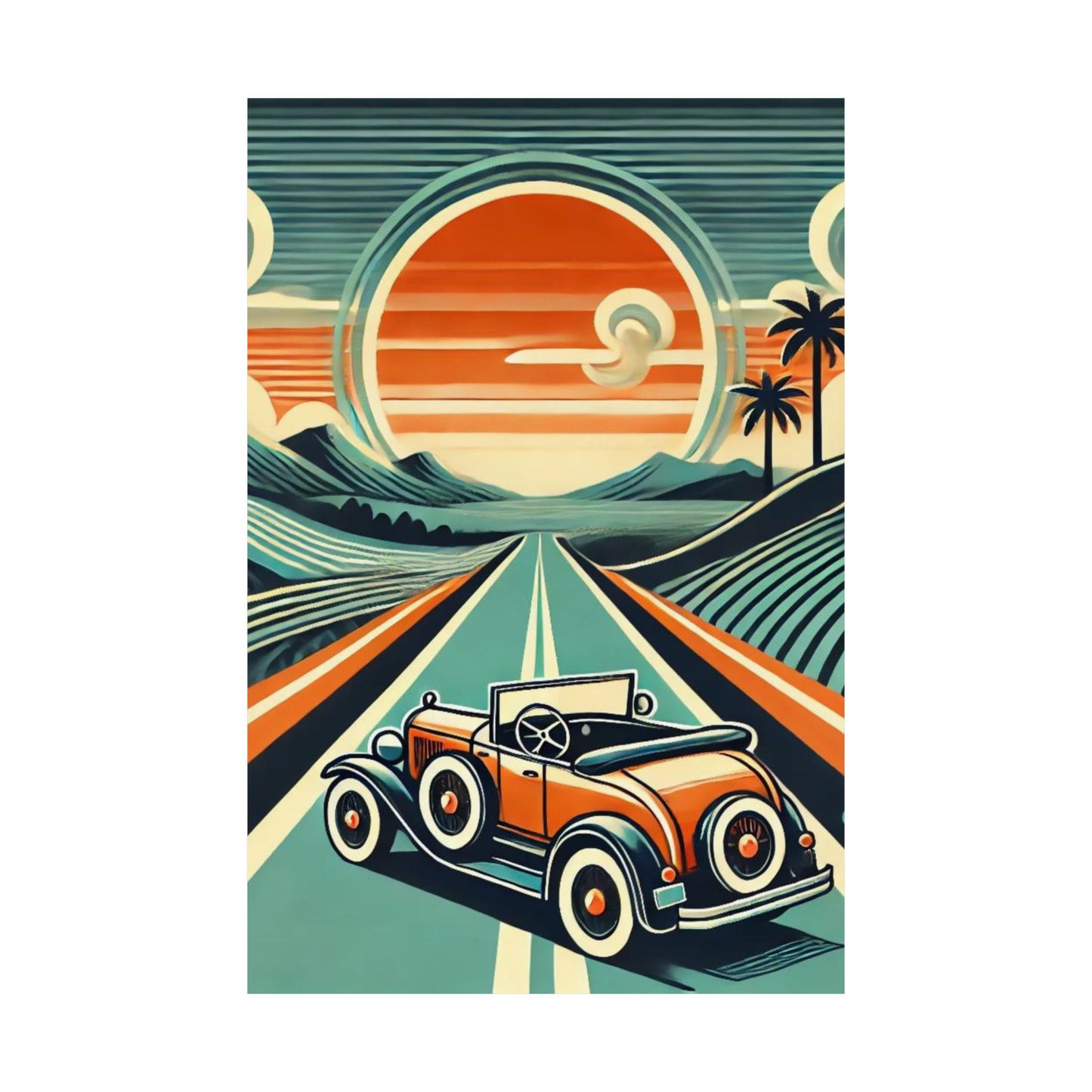 Retro Road Trip Vertical Poster