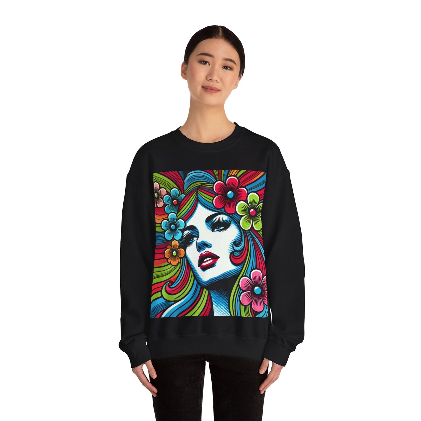 Psychedelic Flower Power Pop Art Unisex Crewneck Sweatshirt