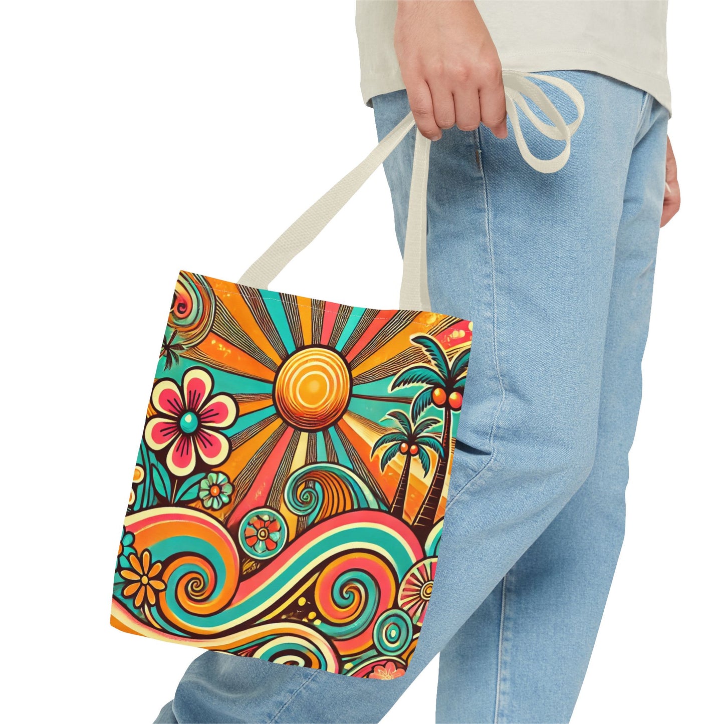 Groovy Sunburst Tote Book Bag - 13" x 13"