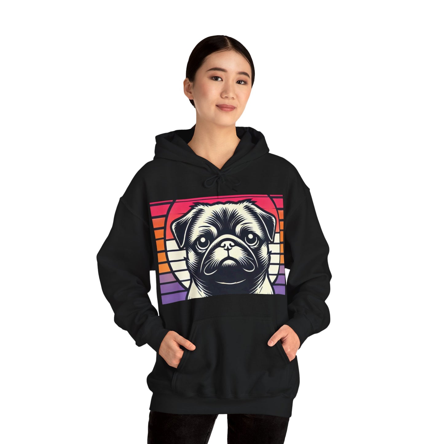 Retro Silhouette Pug Hooded Unisex Sweatshirt - Hoodie