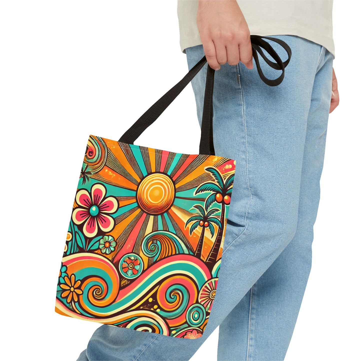 Groovy Sunburst Tote Book Bag - 13" x 13"