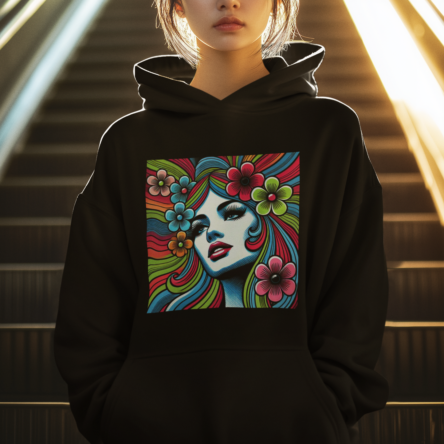 Psychedelic Flower Power Pop Art Hooded Unisex Sweatshirt - Hoodie