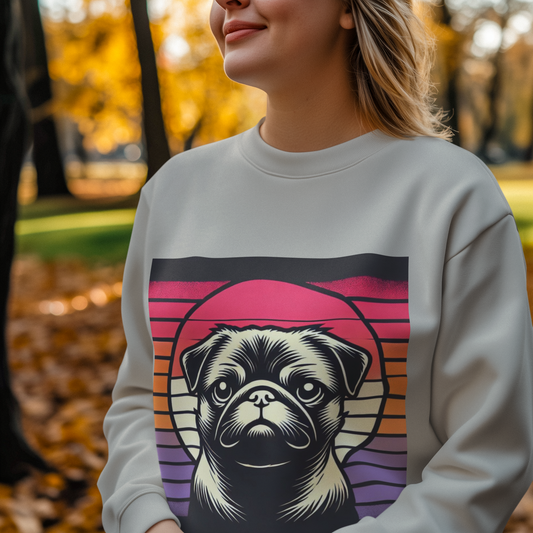 Retro Silhouette Pug Unisex Crewneck Sweatshirt