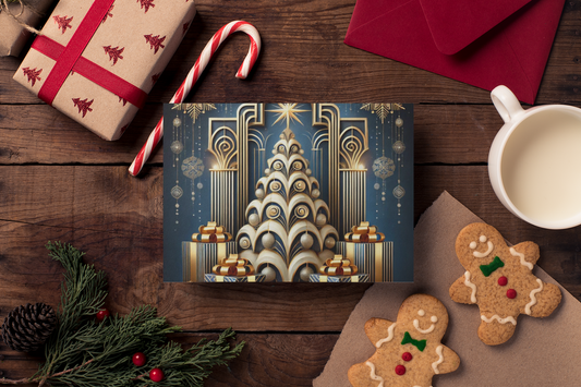 Art Deco Holidays Postcard - Tree