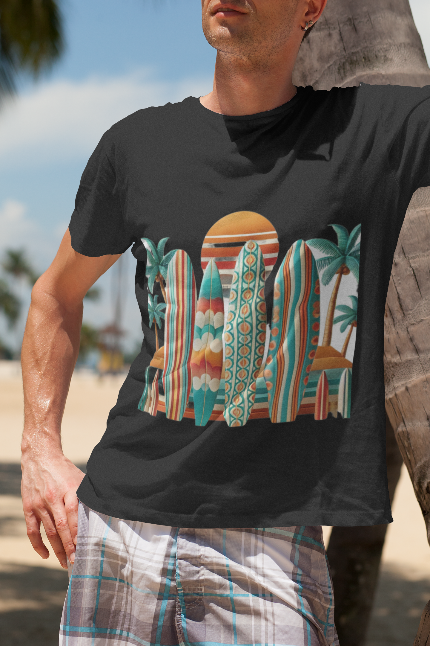 Retro Beach Surfboard Tee