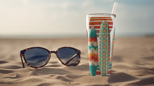 Retro Beach Surfboard  20oz Tumbler