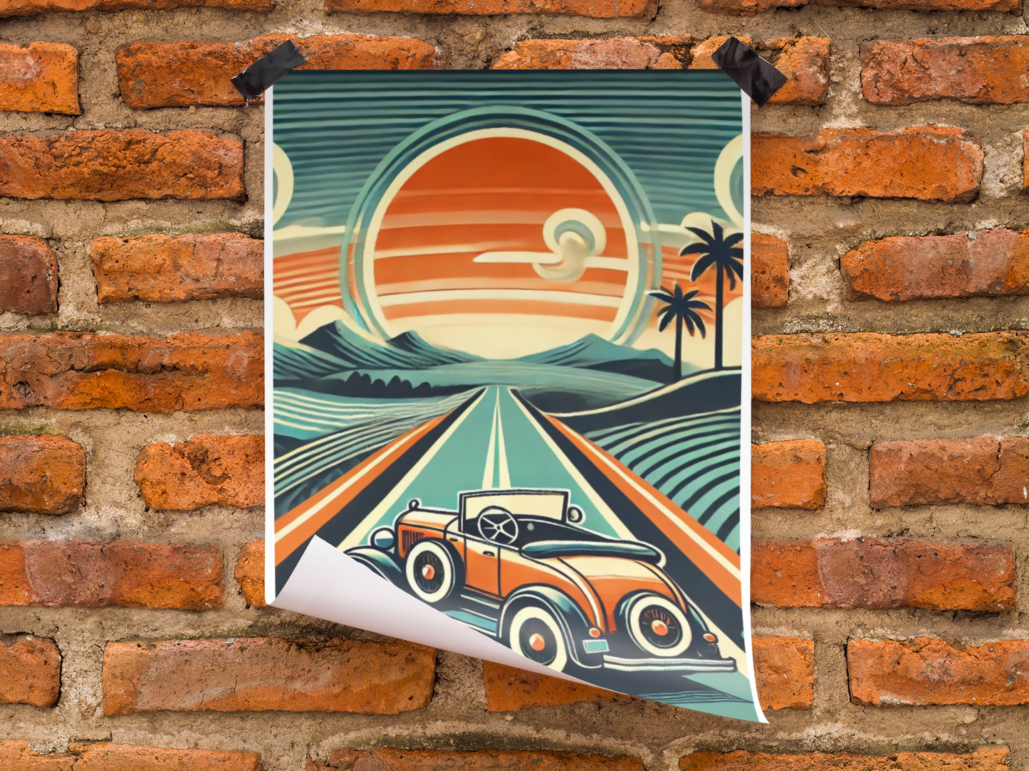 Retro Road Trip Vertical Poster