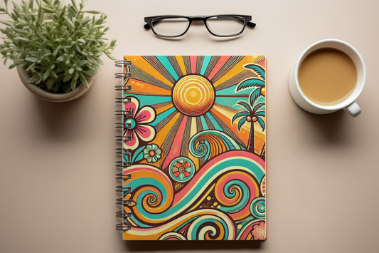 Groovy Sunburst Spiral Notebook - Ruled Line